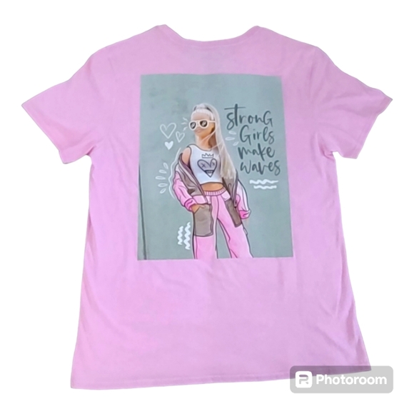 Barbie Tops - Barbie‎ Strong Girls Make Waves / Pink T-shirt short sleeve SIZE large  NWT